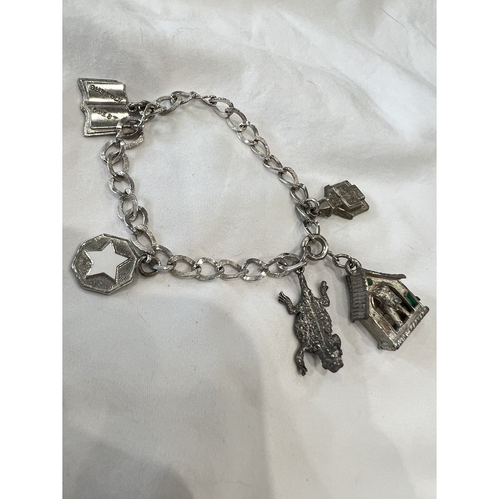 Vintage STERLING SILVER CHARMED CHARMS BRACELET 7"